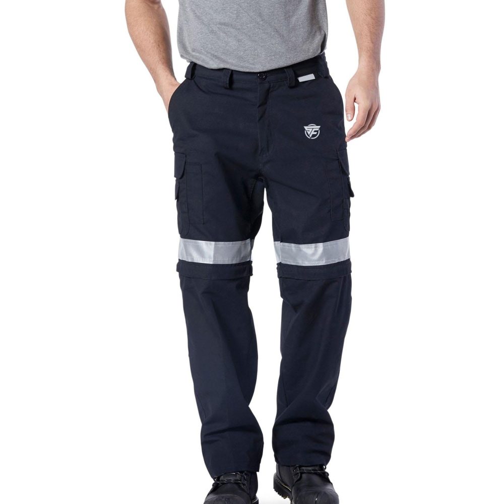 Coolworks Men’s Ventilated Poly Cotton Work Pants with Reflective Tape – Navy
