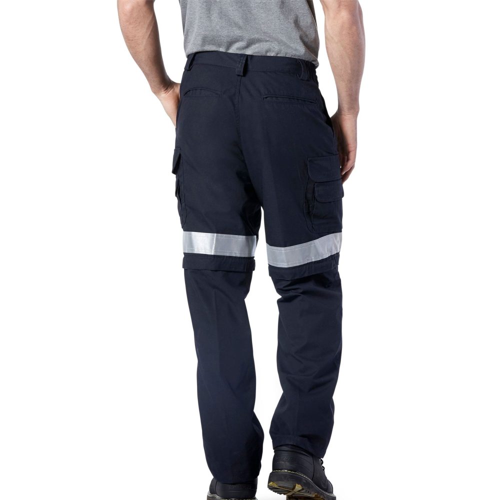 Coolworks Men’s Ventilated Poly Cotton Work Pants with Reflective Tape – Navy